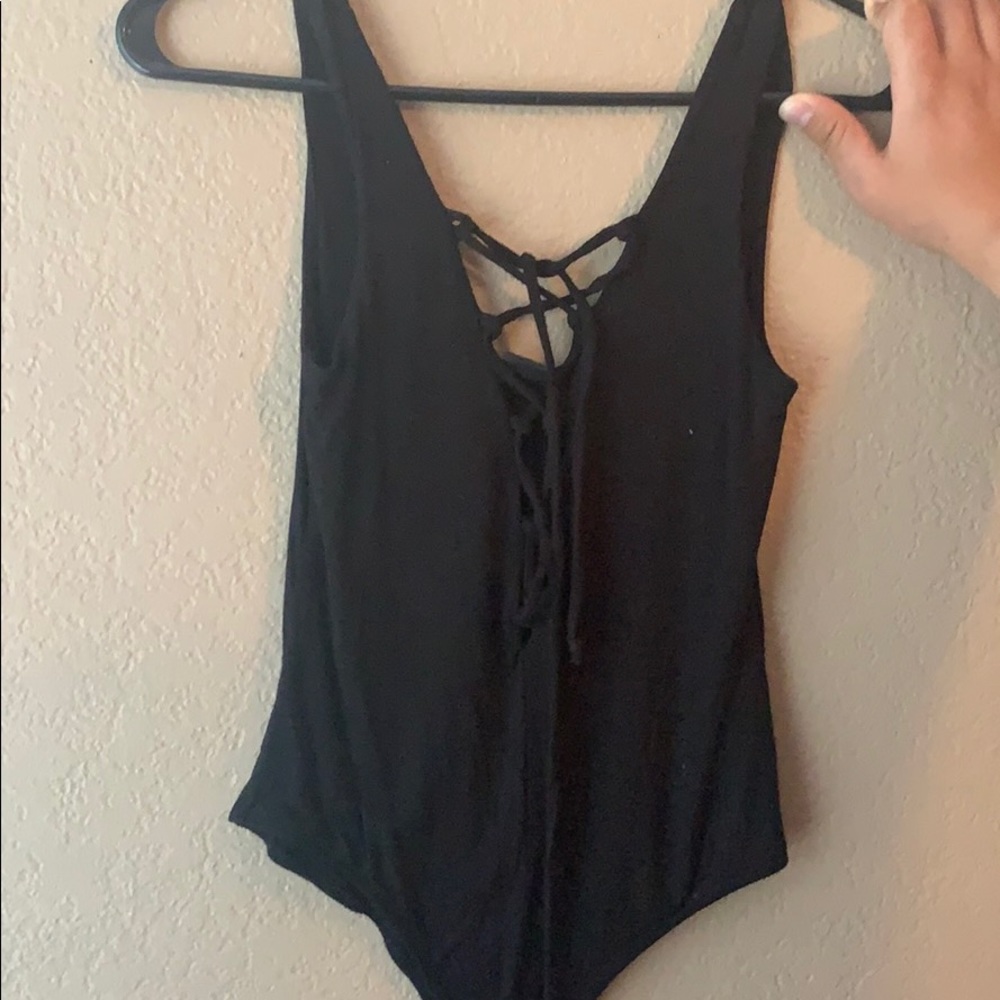 F21 front lace up bodysuit